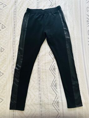 Children’s Place Black Faux Leather-Trim Leggings